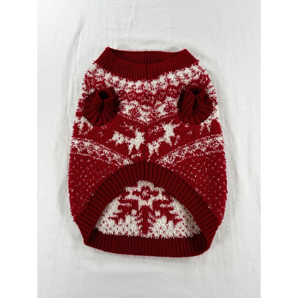 Old Navy Medium Cozy Red And White Christmas Knit Sweater for Pets Winter Preppy - Picture 3 of 6